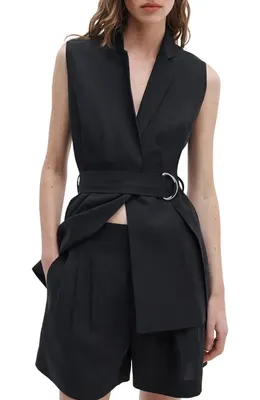 rag & bone rag & bone Mandi Belted Vest in Black — Women Winter black Vests