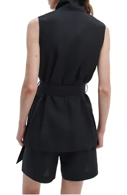 rag & bone rag & bone Mandi Belted Vest in Black — Women Winter black Vests