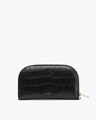 Cuyana Duo Zip Wallet (Croco) in black — Winter black Bags