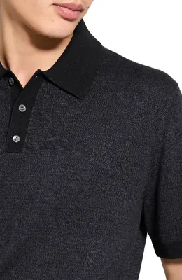 Theory Theory Linen & Silk Polo in Black — Men Winter black Tops