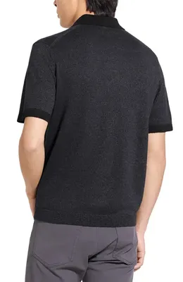 Theory Theory Linen & Silk Polo in Black — Men Winter black Tops