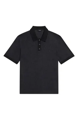 Theory Theory Linen & Silk Polo in Black — Men Winter black Tops