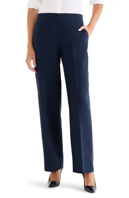 NIC+ZOE NIC+ZOE Lenox Accent Stitch Wide Leg Stretch Pants in Dark Indigo — Women Winter navy Pants
