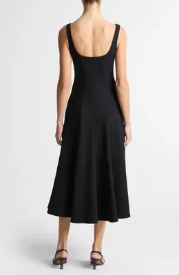 Vince Vince Square Neck Midi Dress in Black — Women Winter black Dresses