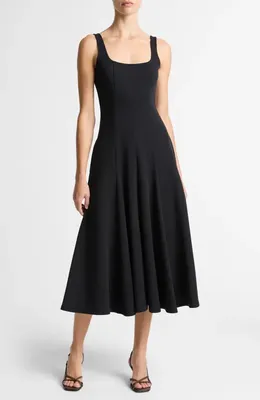 Vince Vince Square Neck Midi Dress in Black — Women Winter black Dresses