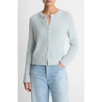 Vince Vince Metallic Eyelash Cardigan in Glacier — Women Winter white Sweaters & Knits