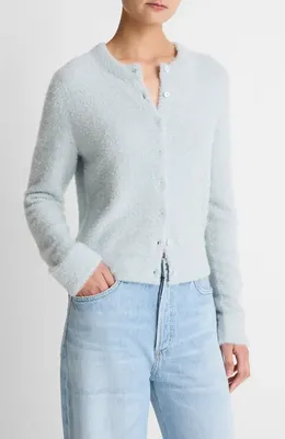Vince Vince Metallic Eyelash Cardigan in Glacier — Women Winter white Sweaters & Knits