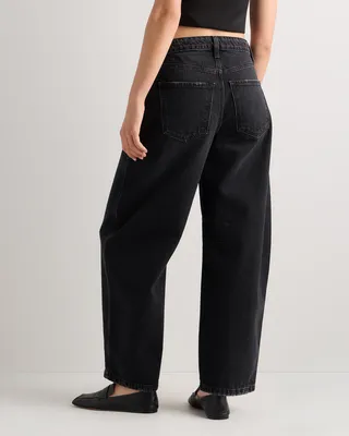 Quince Quince | Women's Maya Rigid Darted Barrel Jeans in Graphite Black — Women Winter black Jeans & Denim