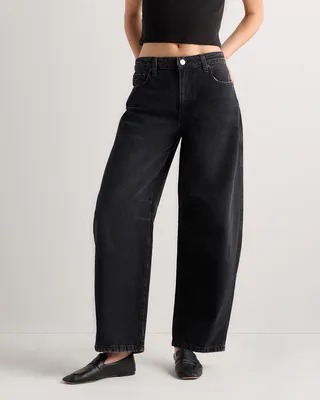 Quince Quince | Women's Maya Rigid Darted Barrel Jeans in Graphite Black — Women Winter black Jeans & Denim