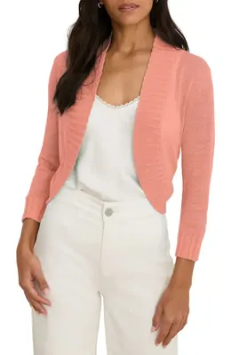 NIC+ZOE NIC+ZOE Bolero Open Front Cardigan in Persimmon — Women Spring coral Tops