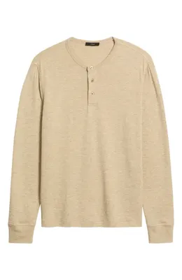 Vince Vince Long Sleeve Pima Cotton & Modal Henley in Terrapin — Men Autumn beige Tops