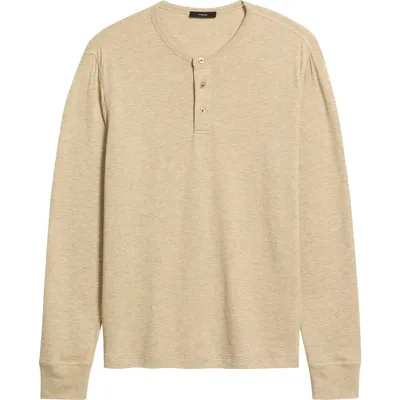 Vince Vince Long Sleeve Pima Cotton & Modal Henley in Terrapin — Men Autumn beige Henley Shirts