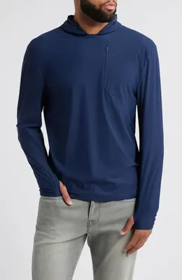 johnnie-O johnnie-O Maxwell Hooded Long Sleeve T-Shirt in Navy — Men Winter navy Tops