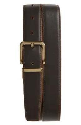 Vince Vince Alex Reversible Leather Belt in Saddle/cacao Brown — Men Autumn brown Belts