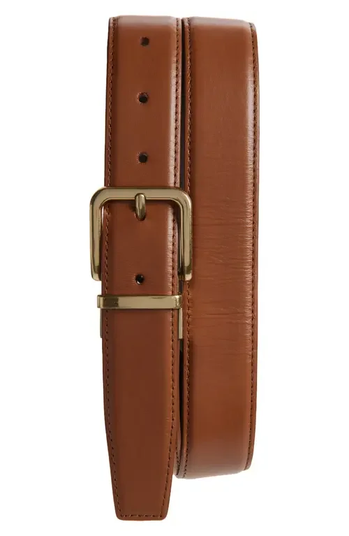 Vince Vince Alex Reversible Leather Belt in Saddle/cacao Brown — Men Autumn brown Belts