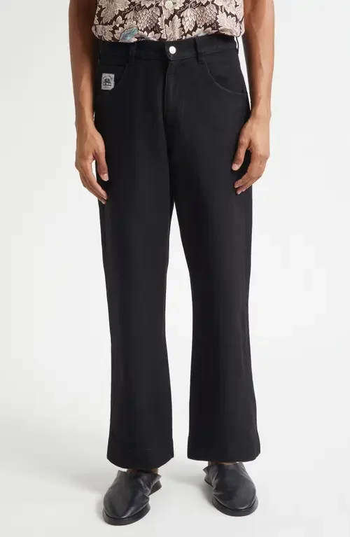 Bode Bode Embroidered Denim Knolly Brook Trousers in Black — Men Winter black Pants