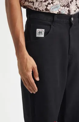 Bode Bode Embroidered Denim Knolly Brook Trousers in Black — Men Winter black Pants