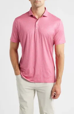 johnnie-O johnnie-O Tini Dancer Martini Print Featherweight Performance Polo in Pink Lemonade — Men Spring pink Tops
