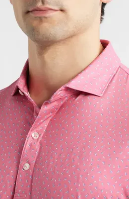 johnnie-O johnnie-O Tini Dancer Martini Print Featherweight Performance Polo in Pink Lemonade — Men Spring pink Tops