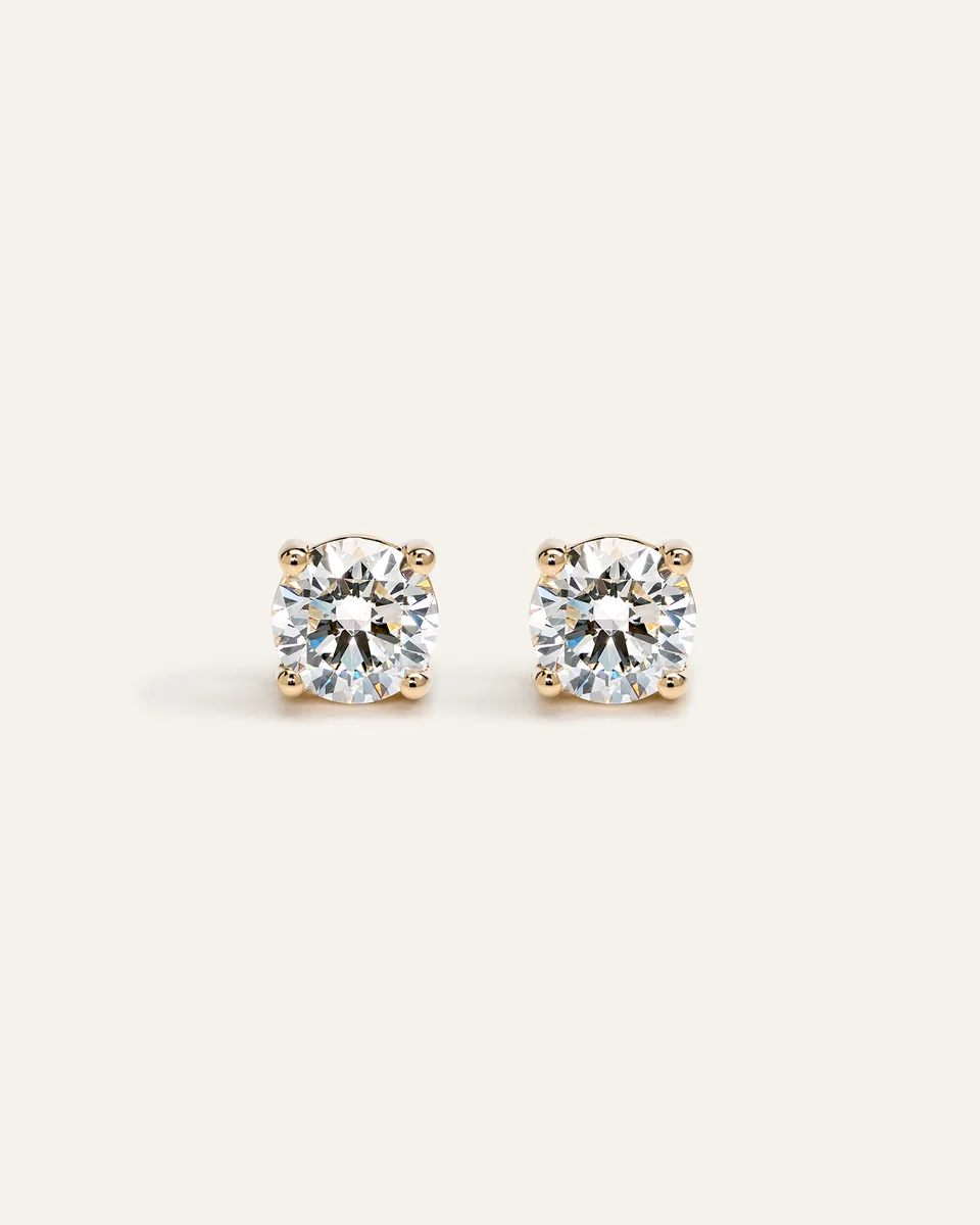 Quince Quince | Women's 14K Gold Lab Grown Diamond Four-Prong Solitaire Studs 2.5ctw in Yellow Gold — Women Spring Accessories