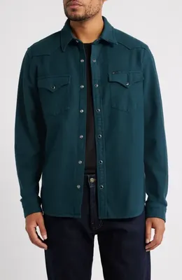 AG AG Huston Classic Fit Western Snap-Up Shirt in Deep Teal — Men Summer teal Tops
