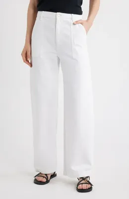 FRAME FRAME The Bow High Waist Wide Leg Utility Jeans in White — Women Winter white Jeans & Denim