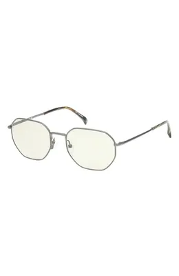 rag & bone rag & bone 53mm Geometric Sunglasses in Silver /Navy Horn /Blue in Gunmetal/Green Horn/Olive — Unisex Winter grey Accessories