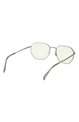 rag & bone rag & bone 53mm Geometric Sunglasses in Silver /Navy Horn /Blue in Gunmetal/Green Horn/Olive — Unisex Winter grey Accessories