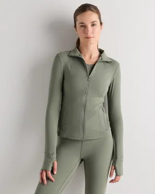 Quince Quince | Women's Ultra-Form Contour Jacket in Smoked Thyme Green — Women Autumn grey Activewear