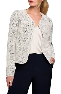 NIC+ZOE NIC+ZOE Tapestry Knit Jacket in Cream Multi — Women Spring white Outerwear