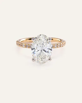 Quince Quince Women's Lab Grown Diamond Oval Petite Pave Engagement Ring 3ct in Yellow Gold — Women Spring gold Accessories