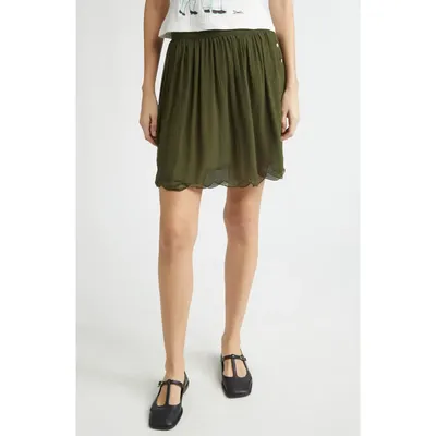 Bode Bode Mab Button Silk Georgette Skirt in Olive — Women Autumn green Skirts