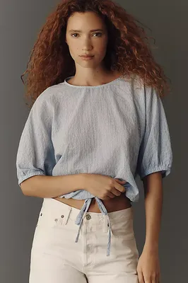 Cloth & Stone Cinched Waist Blouse in grey — Summer grey