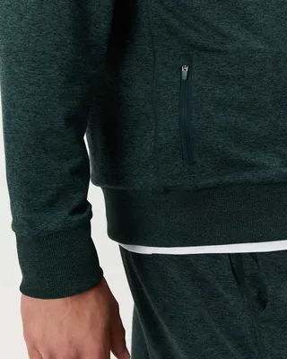 Quince Quince | Men's Flowknit Performance Crew Sweatshirt in Heather Green — Men Summer teal Activewear