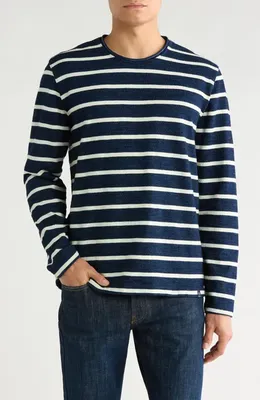 AG AG Danny Stripe Long Sleeve Top in Navy/natural Stripe — Men Winter navy Tops