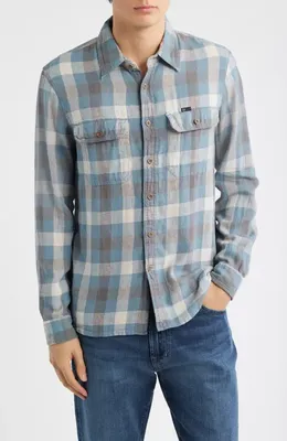 AG AG Curtis Check Linen & Cotton Button-Up Work Shirt in Blue Multi — Men Summer grey Tops