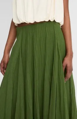 Vince Vince Crinkled Maxi Skirt in Herb — Women Autumn green Skirts