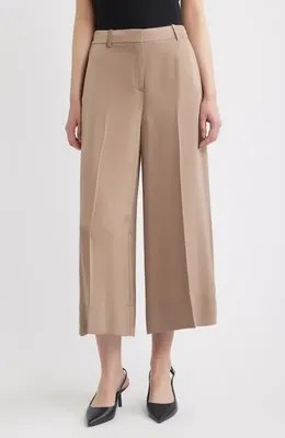 Theory Theory Wide Leg Satin Culottes in Mocha Taupe - 2Qc — Women Autumn tan Pants