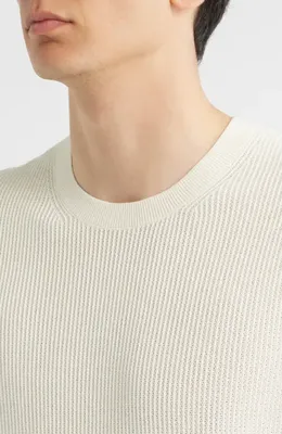 Theory Theory Tactile Mesh Crewneck T-Shirt in Eggshell — Men Spring white Tops