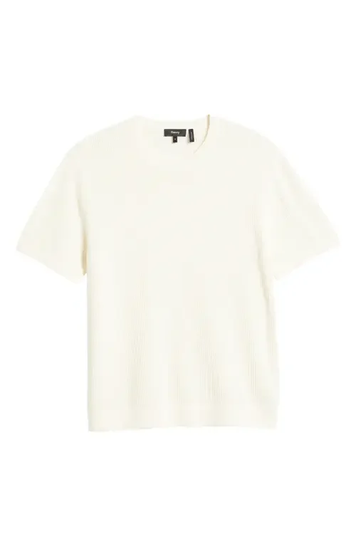 Theory Theory Tactile Mesh Crewneck T-Shirt in Eggshell — Men Spring white Tops