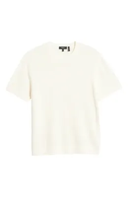 Theory Theory Tactile Mesh Crewneck T-Shirt in Eggshell — Men Spring white Tops