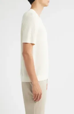 Theory Theory Tactile Mesh Crewneck T-Shirt in Eggshell — Men Spring white Tops