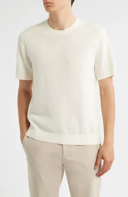 Theory Theory Tactile Mesh Crewneck T-Shirt in Eggshell — Men Spring white Tops
