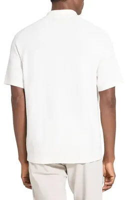 Theory Theory Tactile Cotton Quarter Zip Polo in Winter Ivory — Men Winter white Tops