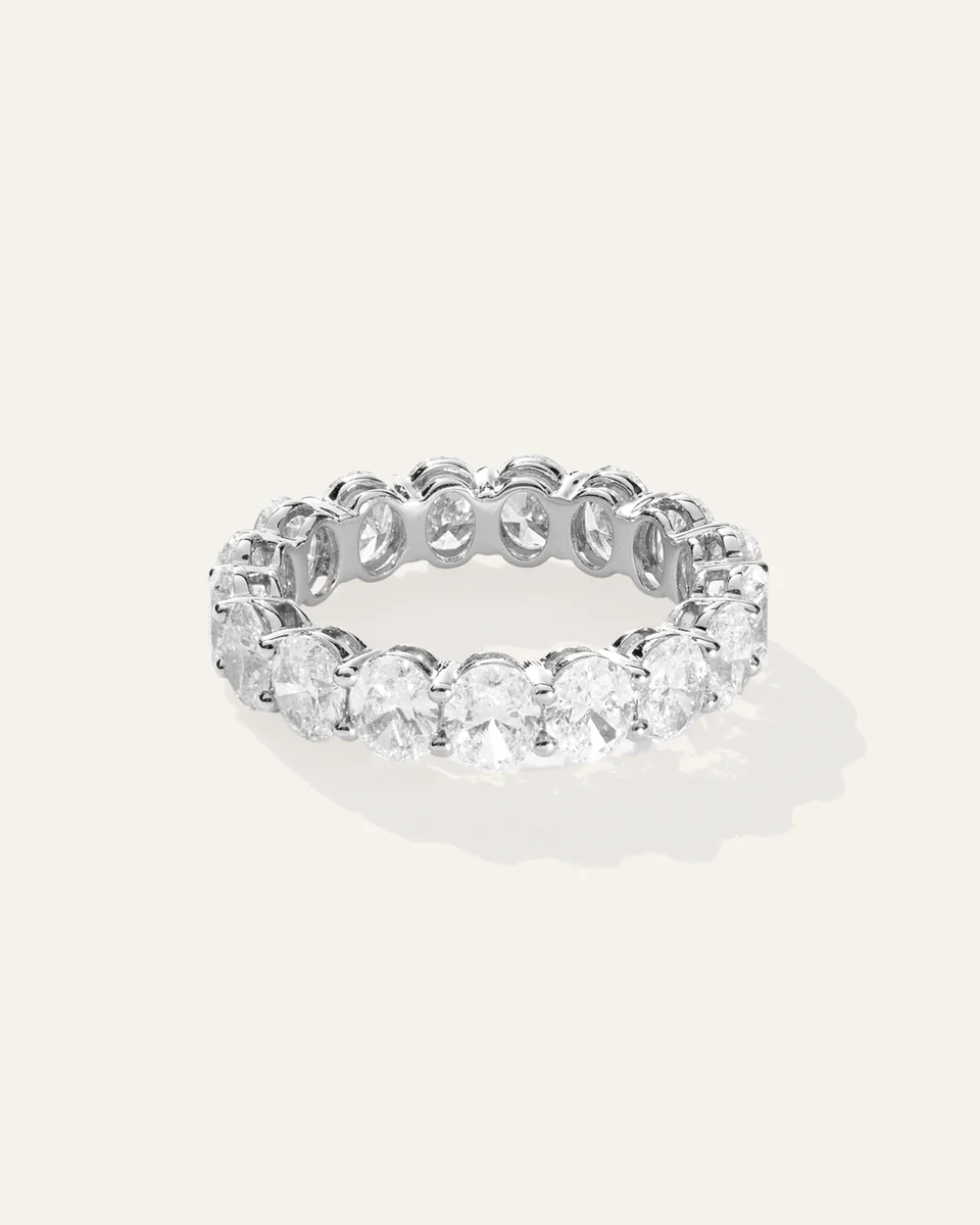 Quince Quince Women's Lab Grown Diamond Oval Eternity Band Rings in White Gold — Women Summer ivory Accessories