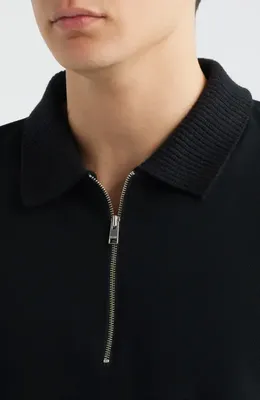 FRAME FRAME Half Zip Polo in Black — Men Winter black Tops