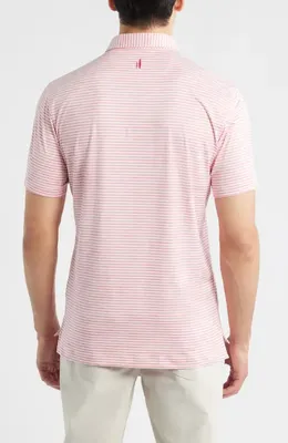 johnnie-O johnnie-O Seymour Stripe Featherweight Performance Polo in Pink Lemonade — Men Spring pink Tops