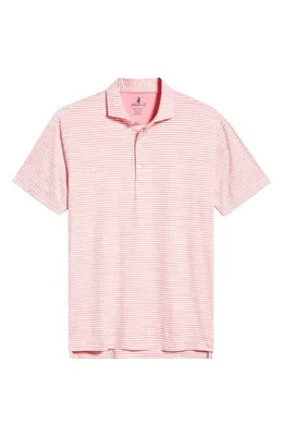 johnnie-O johnnie-O Seymour Stripe Featherweight Performance Polo in Pink Lemonade — Men Spring pink Tops