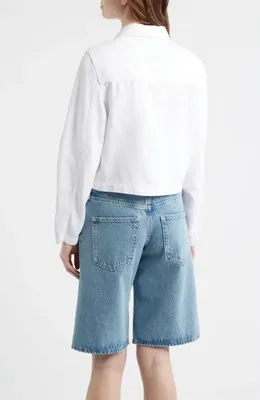 rag & bone rag & bone Featherweight Adrianna Denim Trucker Jacket in White — Women Winter white Outerwear