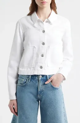 rag & bone rag & bone Featherweight Adrianna Denim Trucker Jacket in White — Women Winter white Outerwear